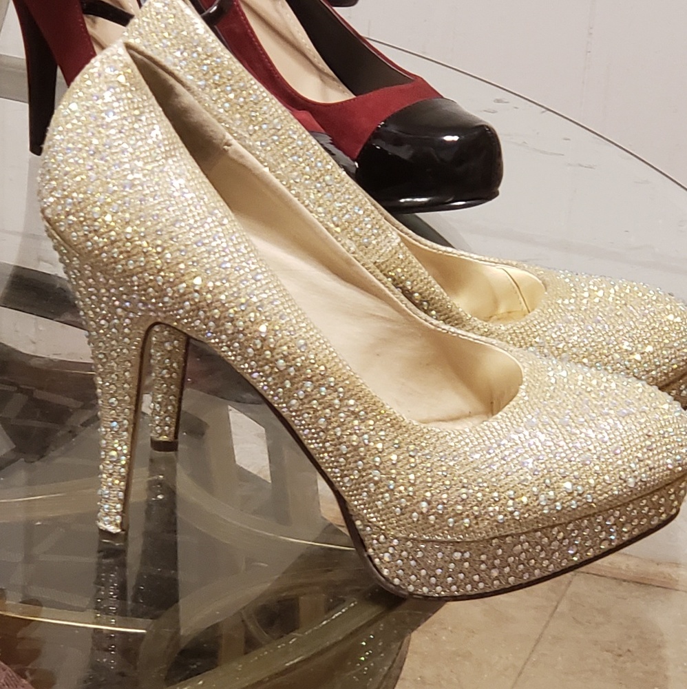 Gold shimmer shoes
